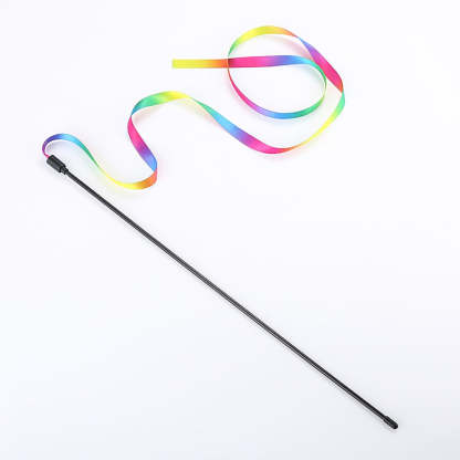 Cute Colorful Rod Teaser Wand For Cats-Paw Print Pad