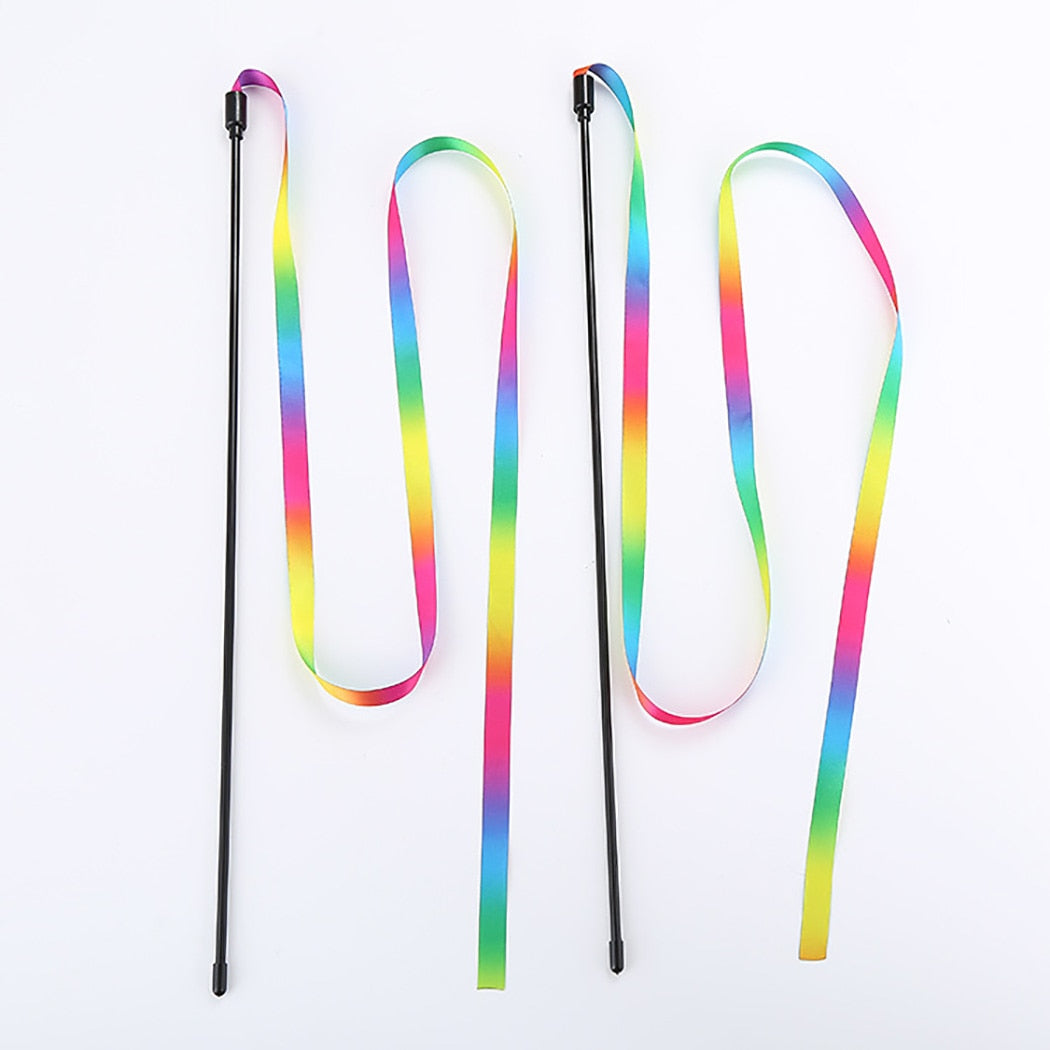 Cute Colorful Rod Teaser Wand For Cats-Paw Print Pad