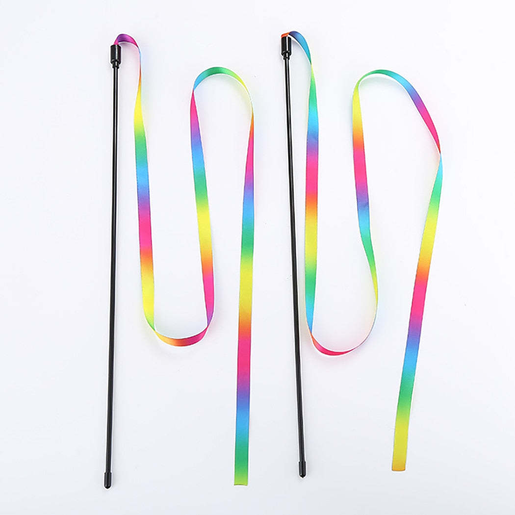 Cute Colorful Rod Teaser Wand For Cats-Paw Print Pad