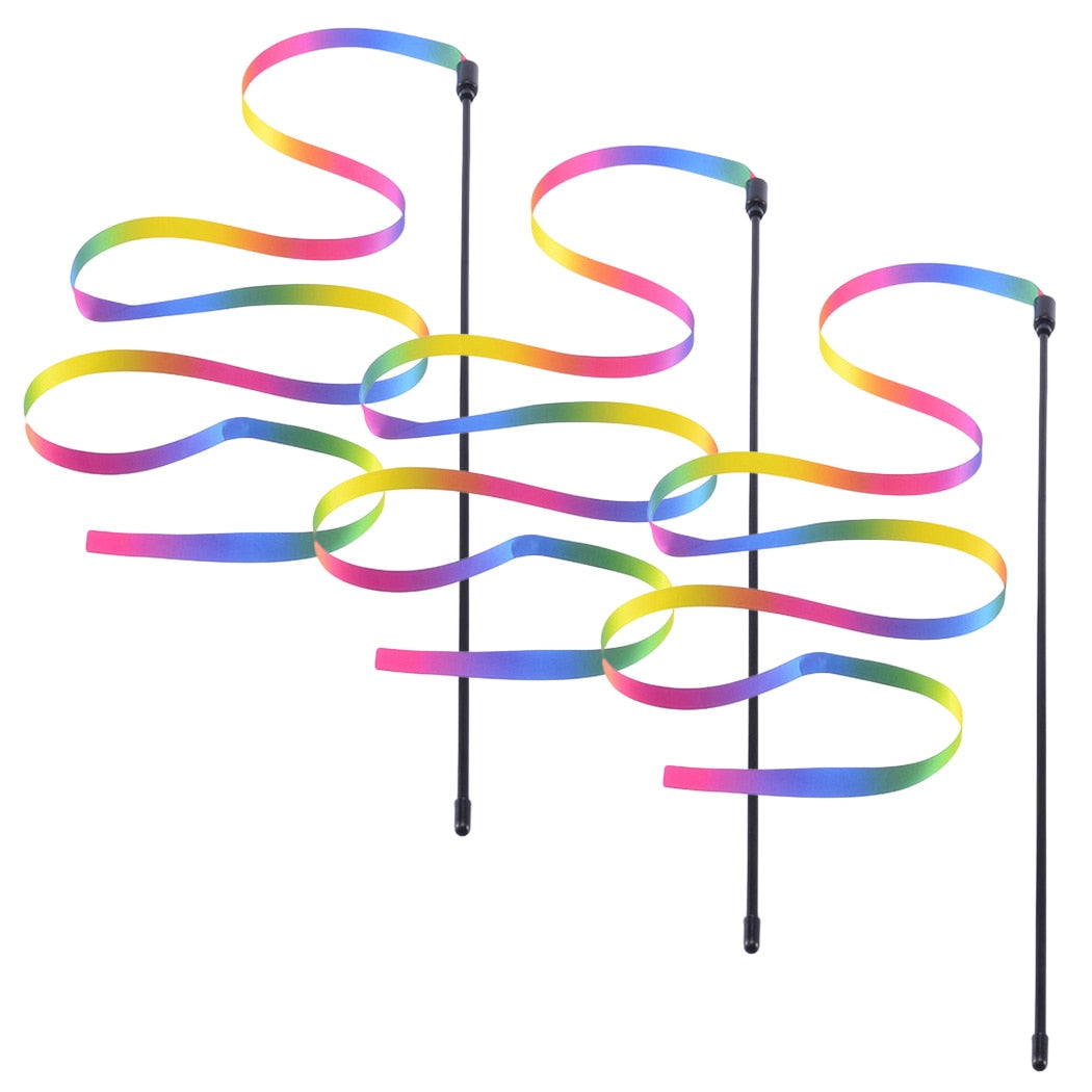 Cute Colorful Rod Teaser Wand For Cats-Paw Print Pad