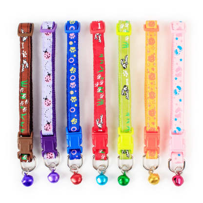 3Pcs Adjustable Collar With Bell for Cat-Paw Print Pad