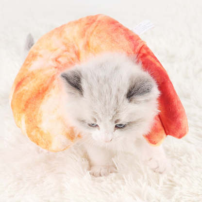 Shrimp-Shaped Squeaky Toy for Cat-Paw Print Pad