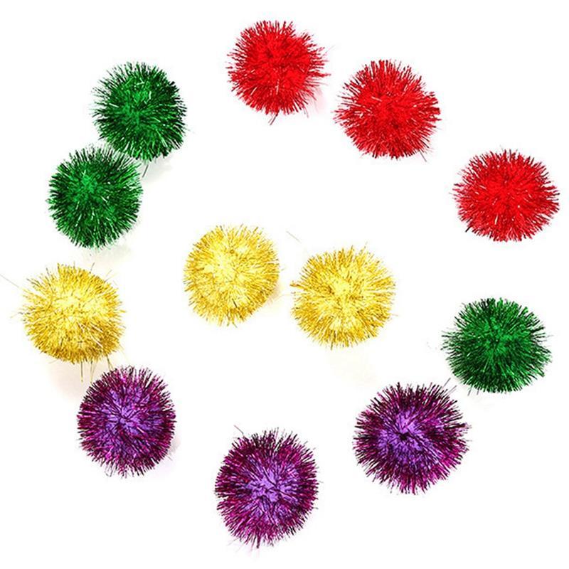 5 Piece Sparkly Ball Toy Set for Cat-Paw Print Pad