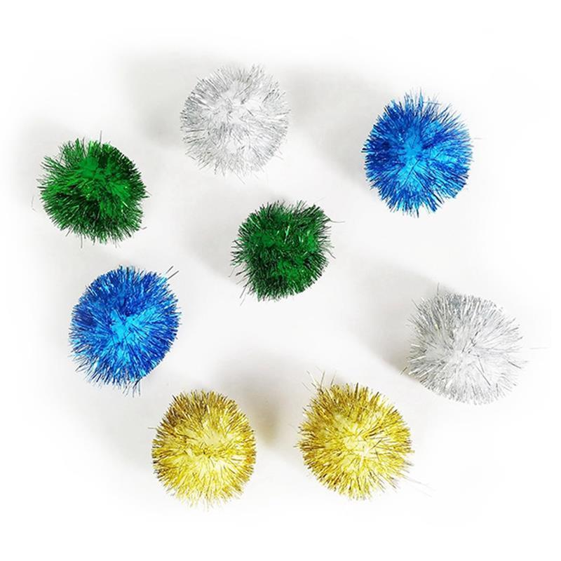 5 Piece Sparkly Ball Toy Set for Cat-Paw Print Pad