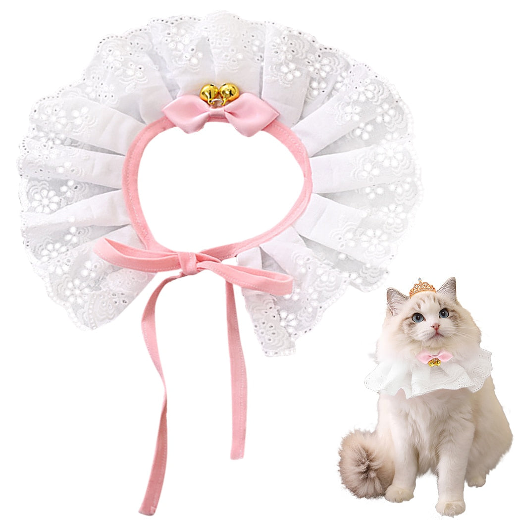 Lace Adjustable Collar For Cat-Paw Print Pad