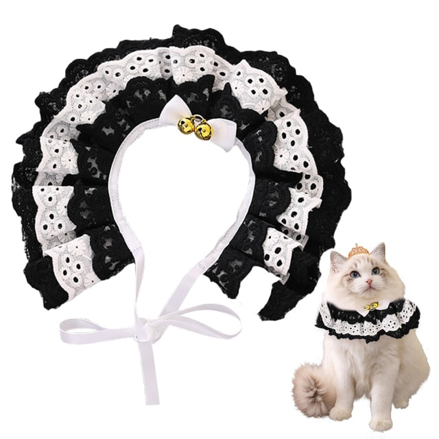 Lace Adjustable Collar For Cat-Paw Print Pad