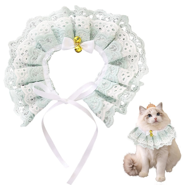 Lace Adjustable Collar For Cat-Paw Print Pad