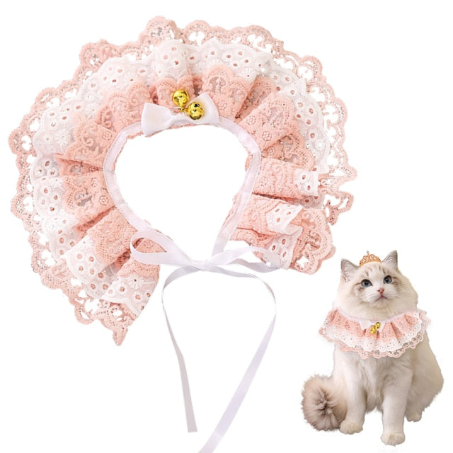 Lace Adjustable Collar For Cat-Paw Print Pad