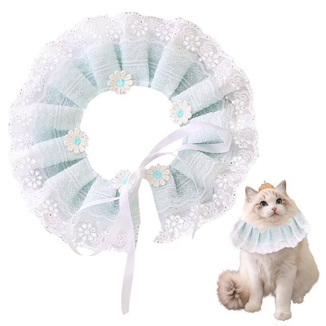 Lace Adjustable Collar For Cat-Paw Print Pad