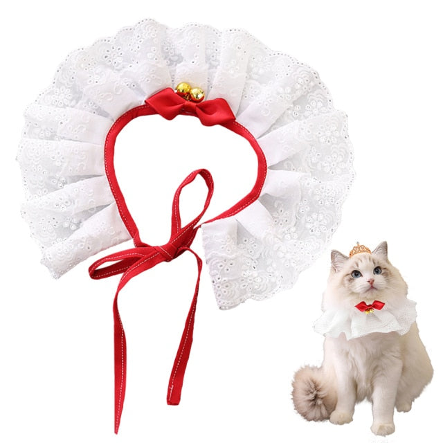 Lace Adjustable Collar For Cat-Paw Print Pad