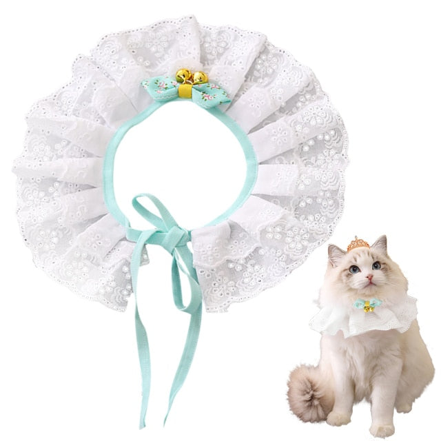 Lace Adjustable Collar For Cat-Paw Print Pad