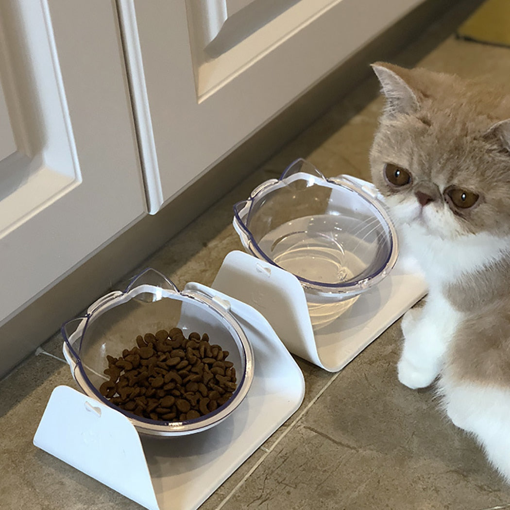 Adjustable Food Bowls For Cats-Paw Print Pad
