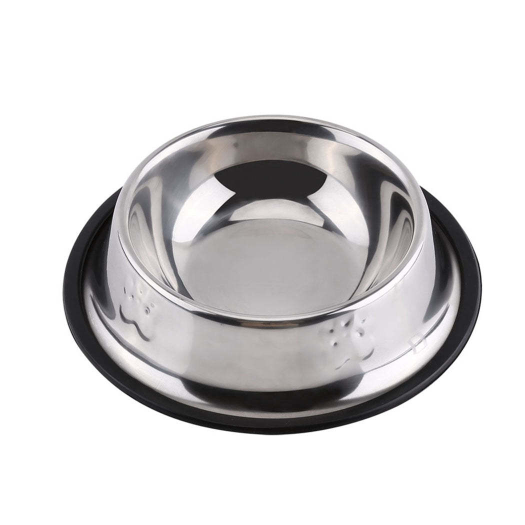 2Pcs Stainless Steel Dog Bowl-Paw Print Pad
