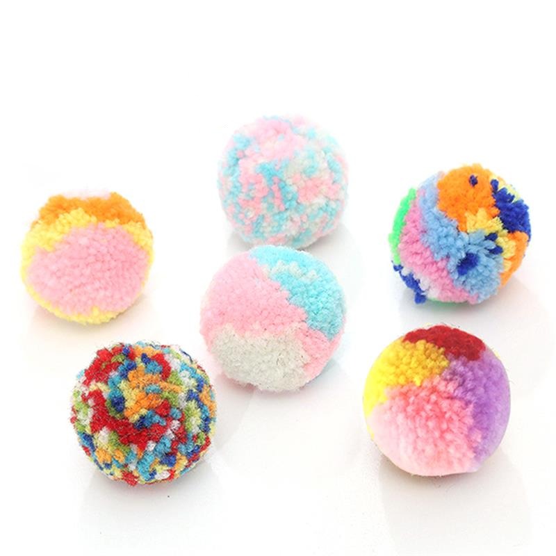 6 Piece Colorful Plush Cat Toys-Paw Print Pad