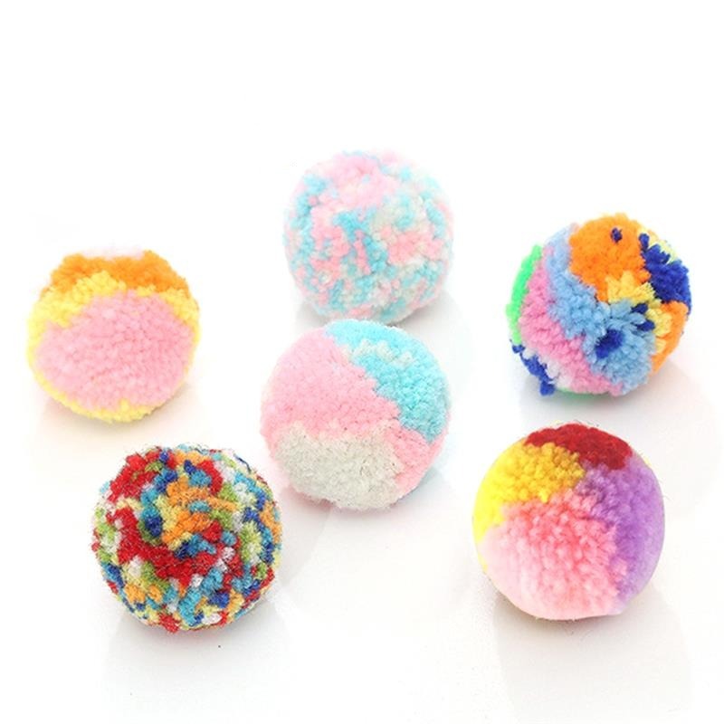 6 Piece Colorful Plush Cat Toys-Paw Print Pad