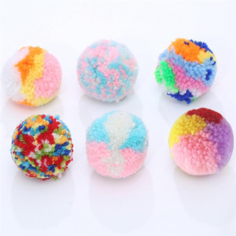 6 Piece Colorful Plush Cat Toys-Paw Print Pad