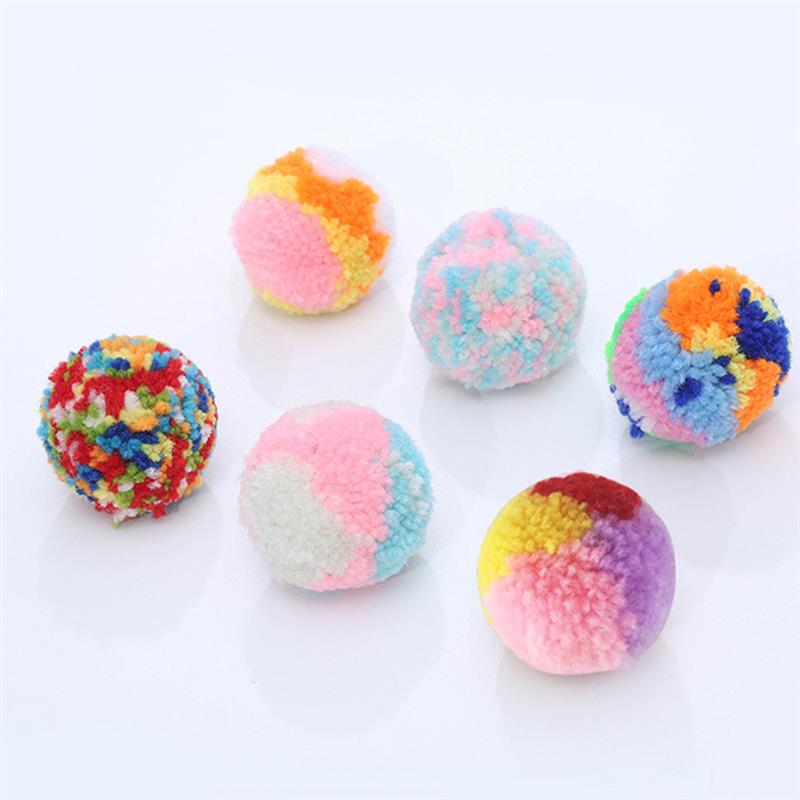 6 Piece Colorful Plush Cat Toys-Paw Print Pad