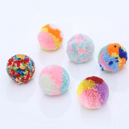 6 Piece Colorful Plush Cat Toys-Paw Print Pad