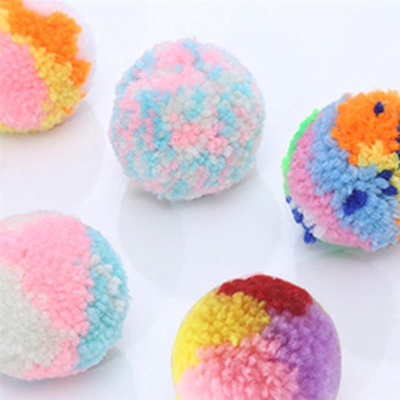 6 Piece Colorful Plush Cat Toys-Paw Print Pad