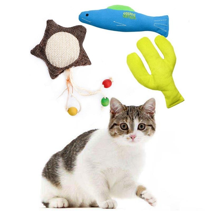 3 Piece Bite Resistant Catnip Toy Set-Paw Print Pad