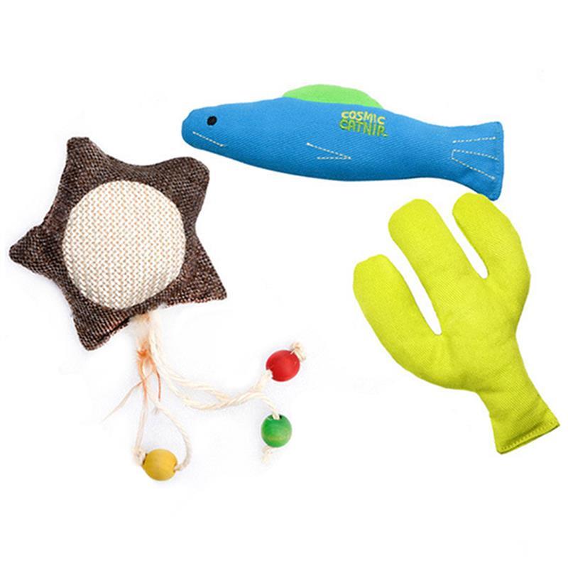 3 Piece Bite Resistant Catnip Toy Set-Paw Print Pad