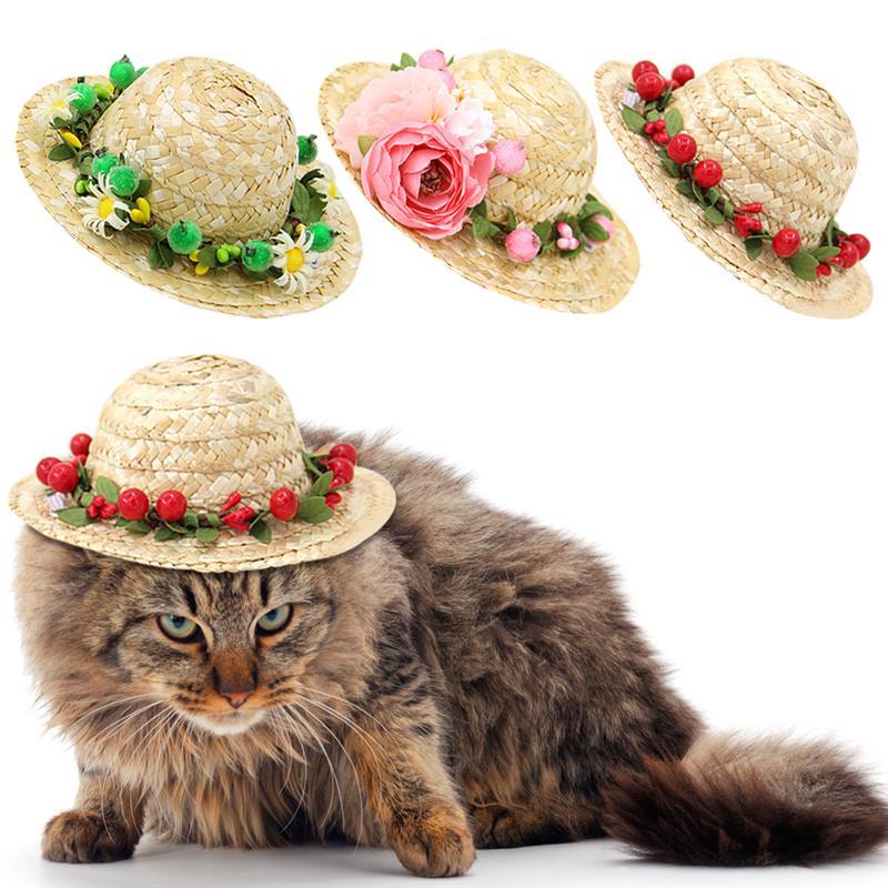 Creative Straw Hat For Cats-Paw Print Pad