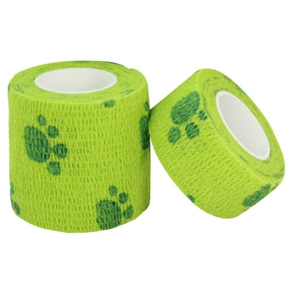 Pack Of 2 Printed Bandage Rolls For Dog-Paw Print Pad