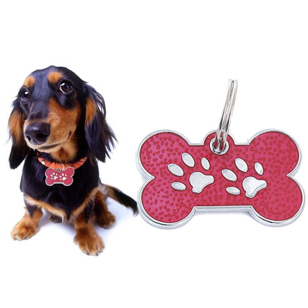 6 Piece Bone-Shaped ID Tag Set-Paw Print Pad