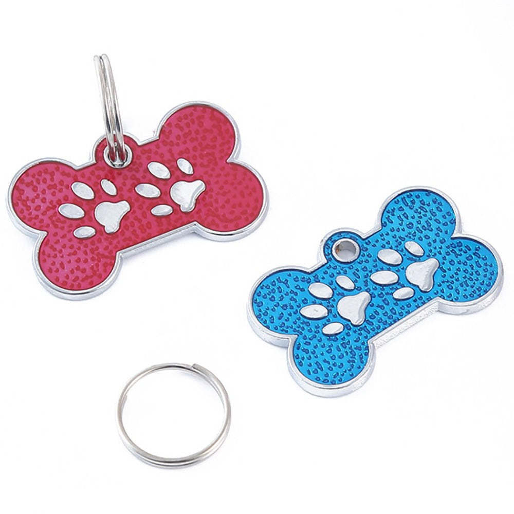 6 Piece Bone-Shaped ID Tag Set-Paw Print Pad