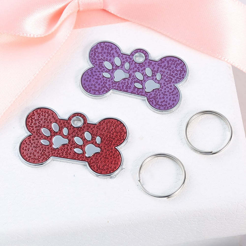 6 Piece Bone-Shaped ID Tag Set-Paw Print Pad