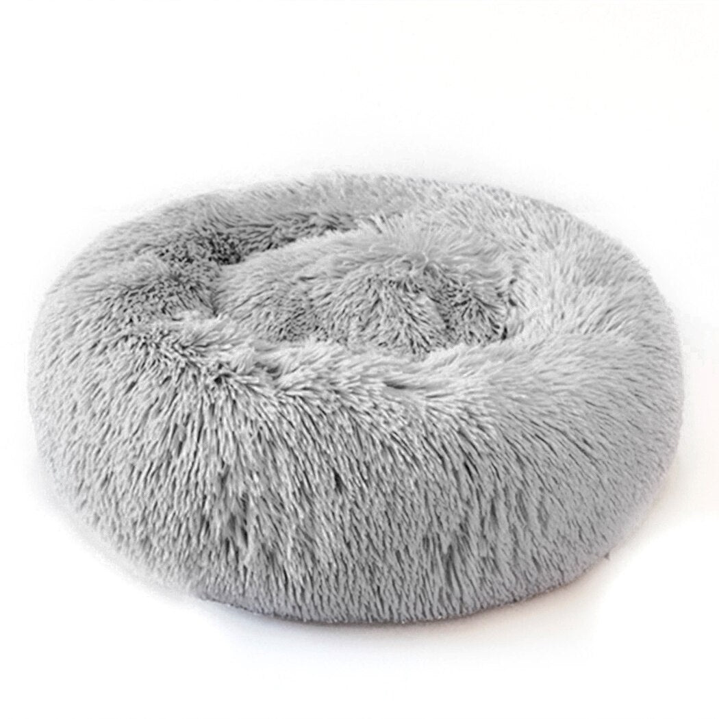 Round Fluffy Bed For Cats-Paw Print Pad