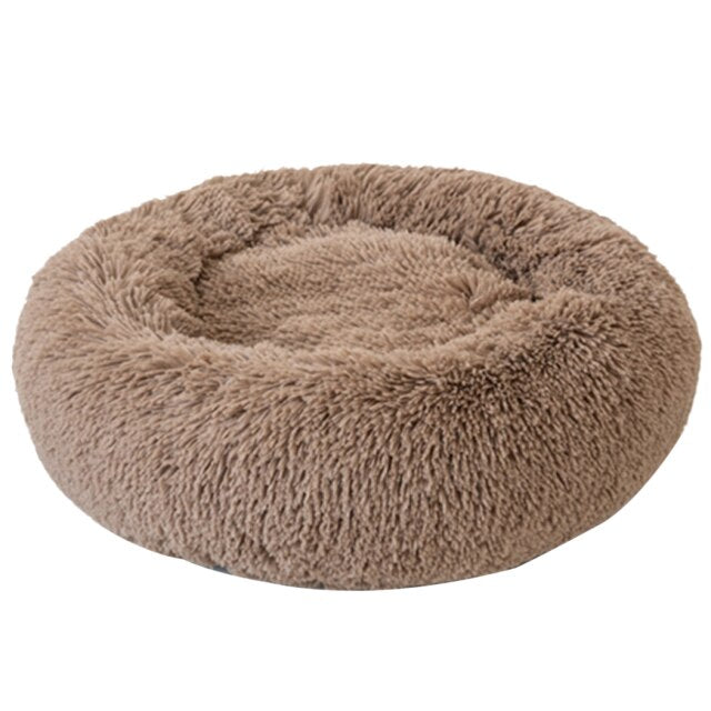 Round Fluffy Bed For Cats-Paw Print Pad