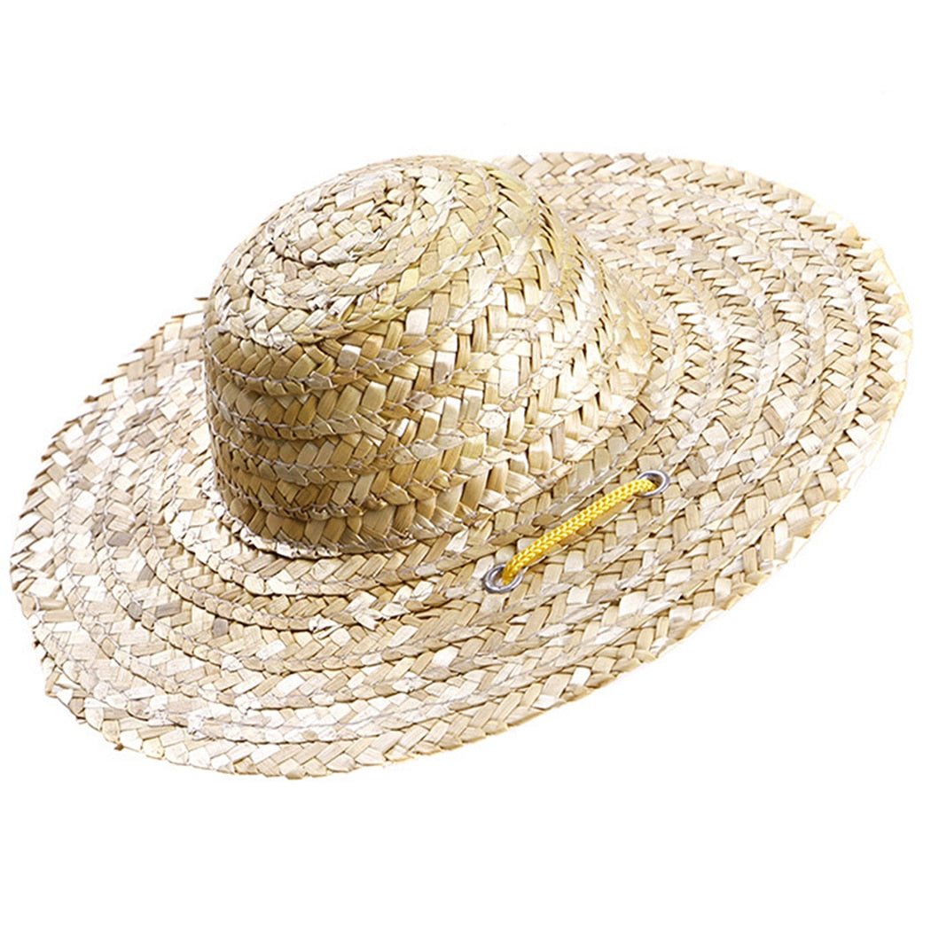 Adjustable Straw Hat For Dogs-Paw Print Pad