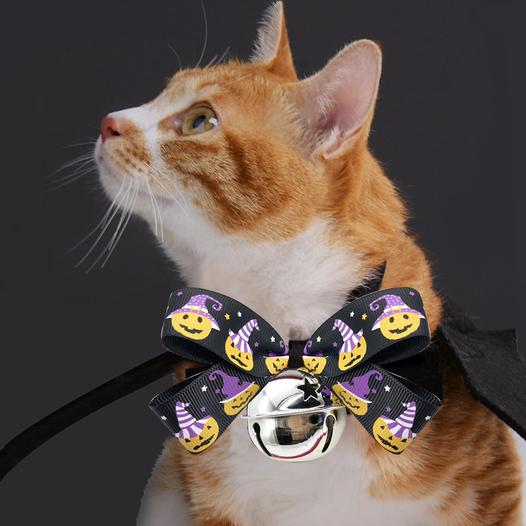 Halloween Collar With Bell For Cats-Paw Print Pad