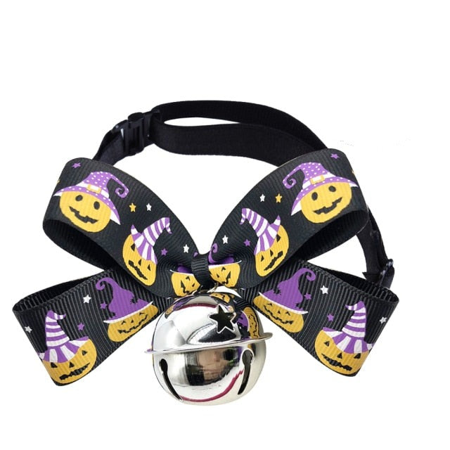 Halloween Collar With Bell For Cats-Paw Print Pad