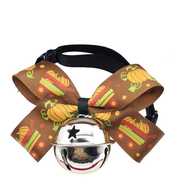 Halloween Collar With Bell For Cats-Paw Print Pad