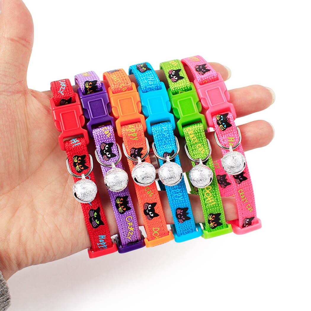 2pcs Adjustable Cat Collar With Bell For Cats-Paw Print Pad