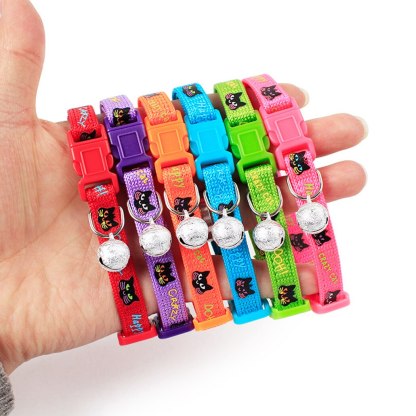 2pcs Adjustable Cat Collar With Bell For Cats-Paw Print Pad