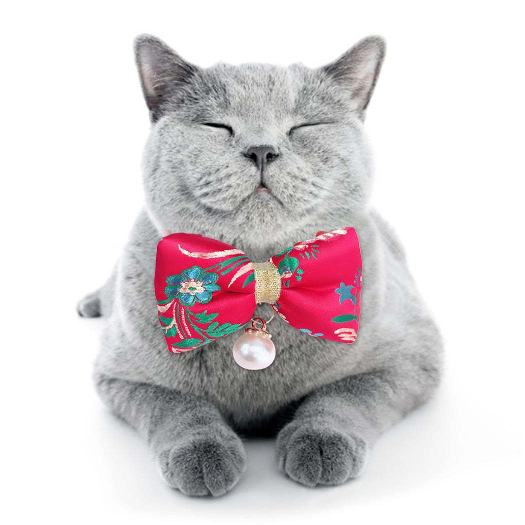 Fashionable Cat Collar Bowtie-Paw Print Pad