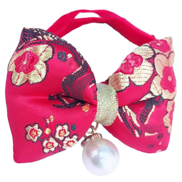 Fashionable Cat Collar Bowtie-Paw Print Pad