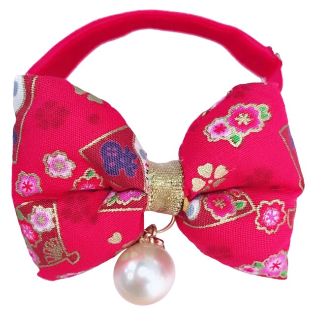 Fashionable Cat Collar Bowtie-Paw Print Pad