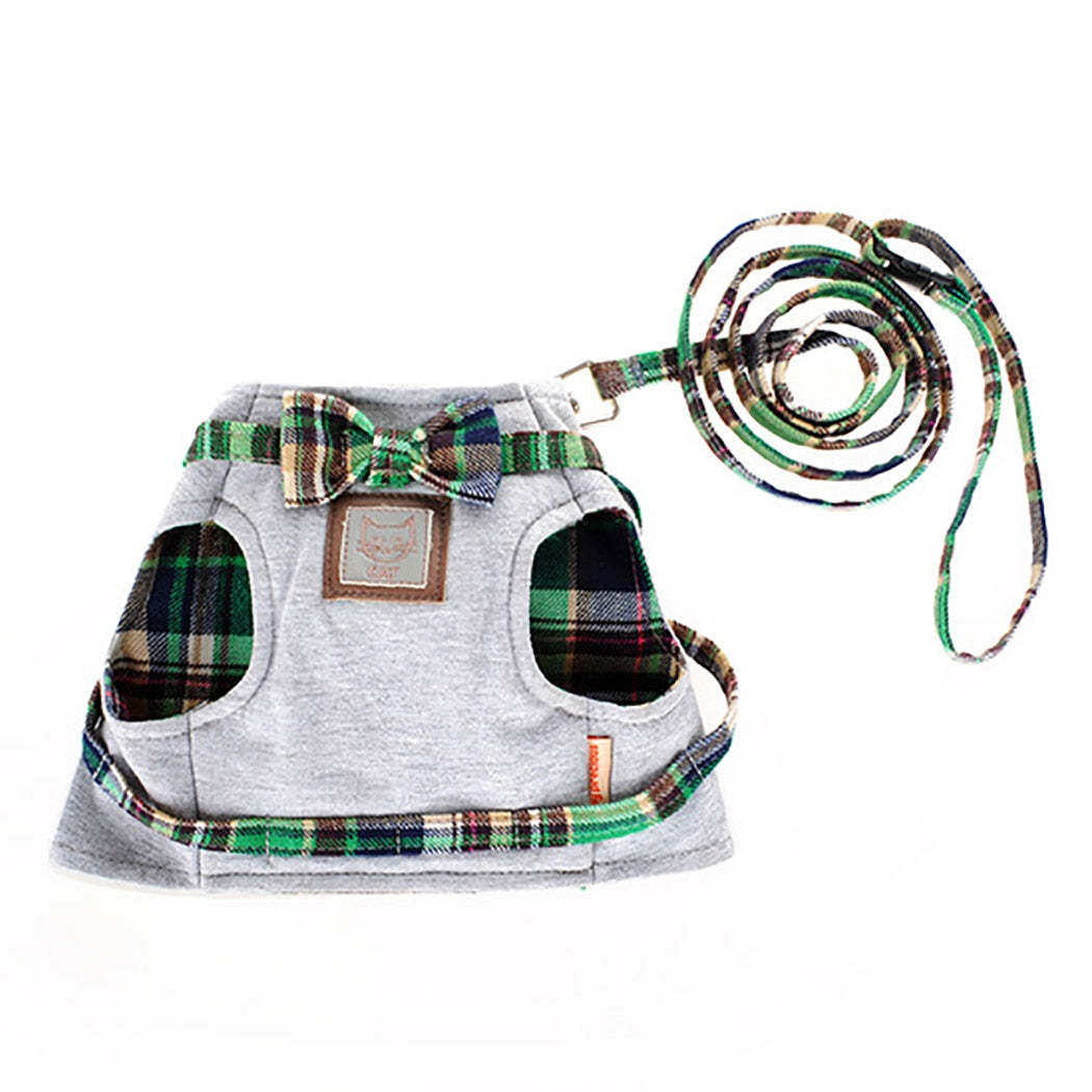 Cat Adjustable Cotton Harness With Leash-Paw Print Pad