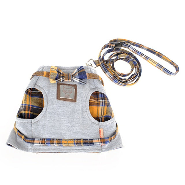 Cat Adjustable Cotton Harness With Leash-Paw Print Pad