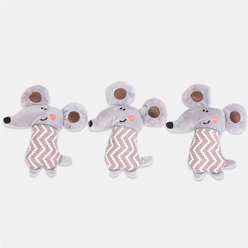3Pcs Cat Plush Catnip Mice Toys-Paw Print Pad