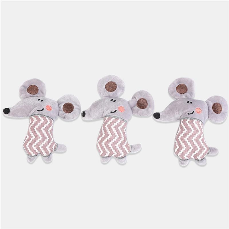 3Pcs Cat Plush Catnip Mice Toys-Paw Print Pad