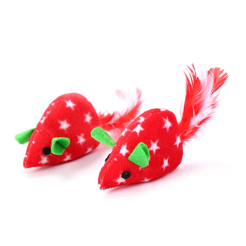 5Pcs Set Of Artificial Feather Mouse Toys For Cat-Paw Print Pad