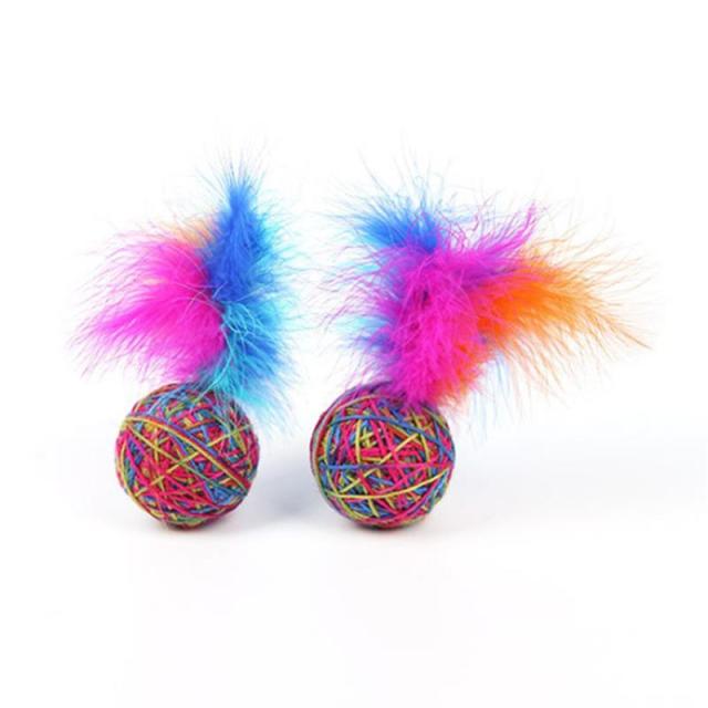 Set Of Colorful Ball Toys For Cats-Paw Print Pad