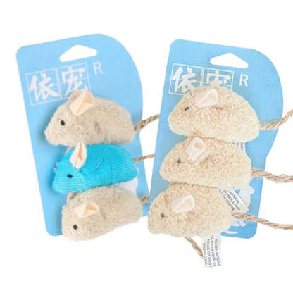 3Pcs Artificial Plush Mouse Catnip Toy For Cats-Paw Print Pad