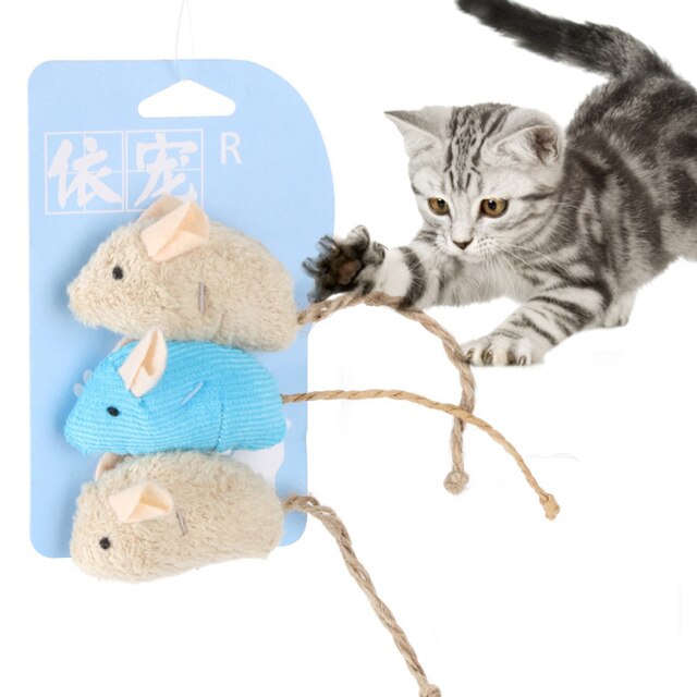 3Pcs Artificial Plush Mouse Catnip Toy For Cats-Paw Print Pad