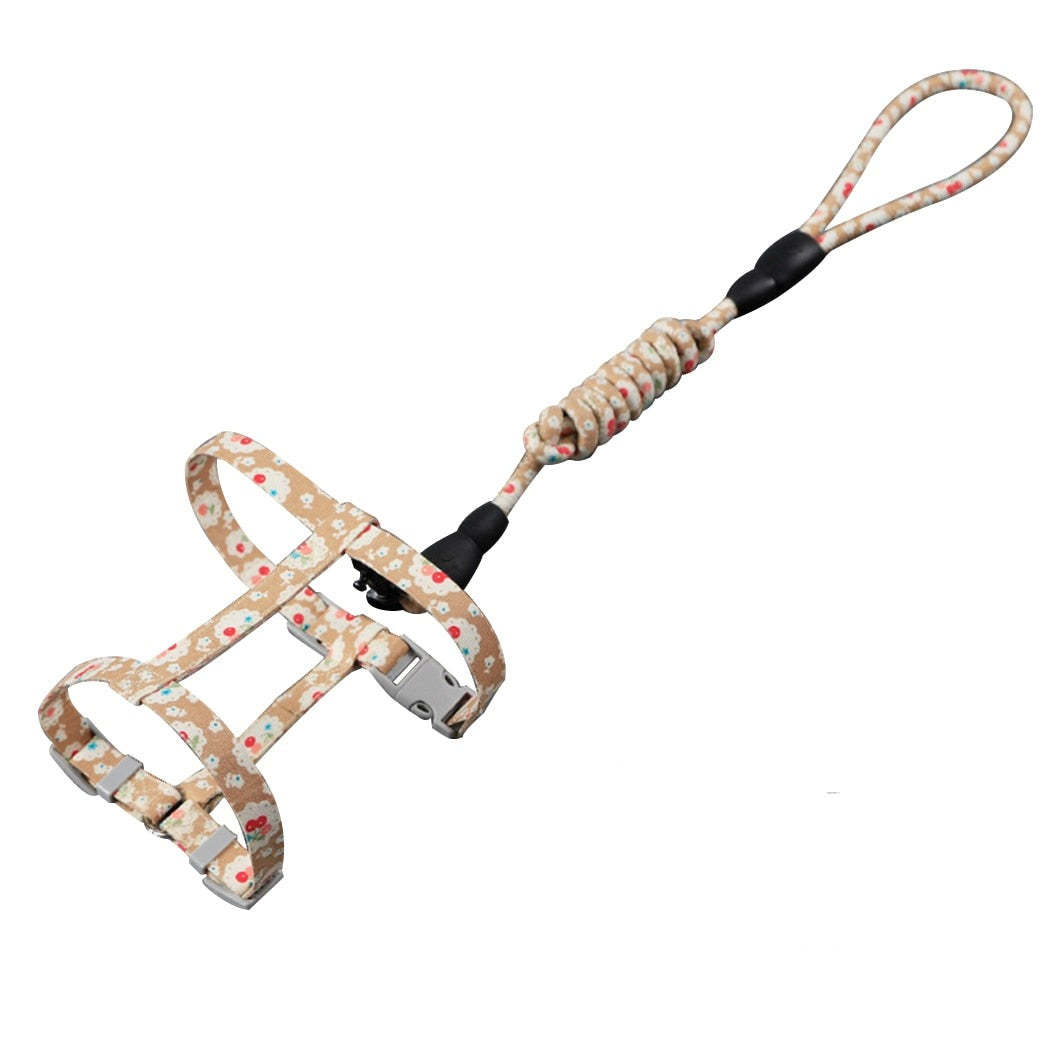 Cute Flower Printed Adjustable Leash For Cats-Paw Print Pad